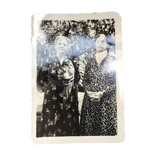 Vtg 2 Grandmothers Posing Together Monochrome Photography Found Snapshot